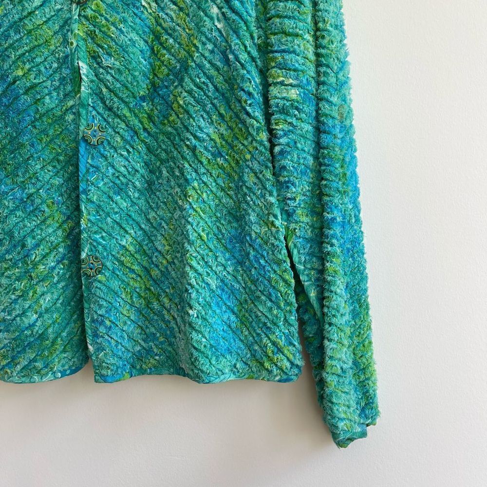 Green and Blue Diagonal Textured Button Down Shacket Size medium - Picture 3 of 6
